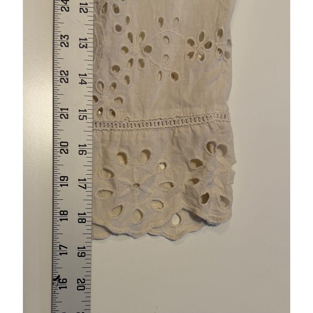 Jennifer & Grace Womens S Ivory 100% Cotton Eyelet Embroidered Peasant Blouse - Picture 5 of 9